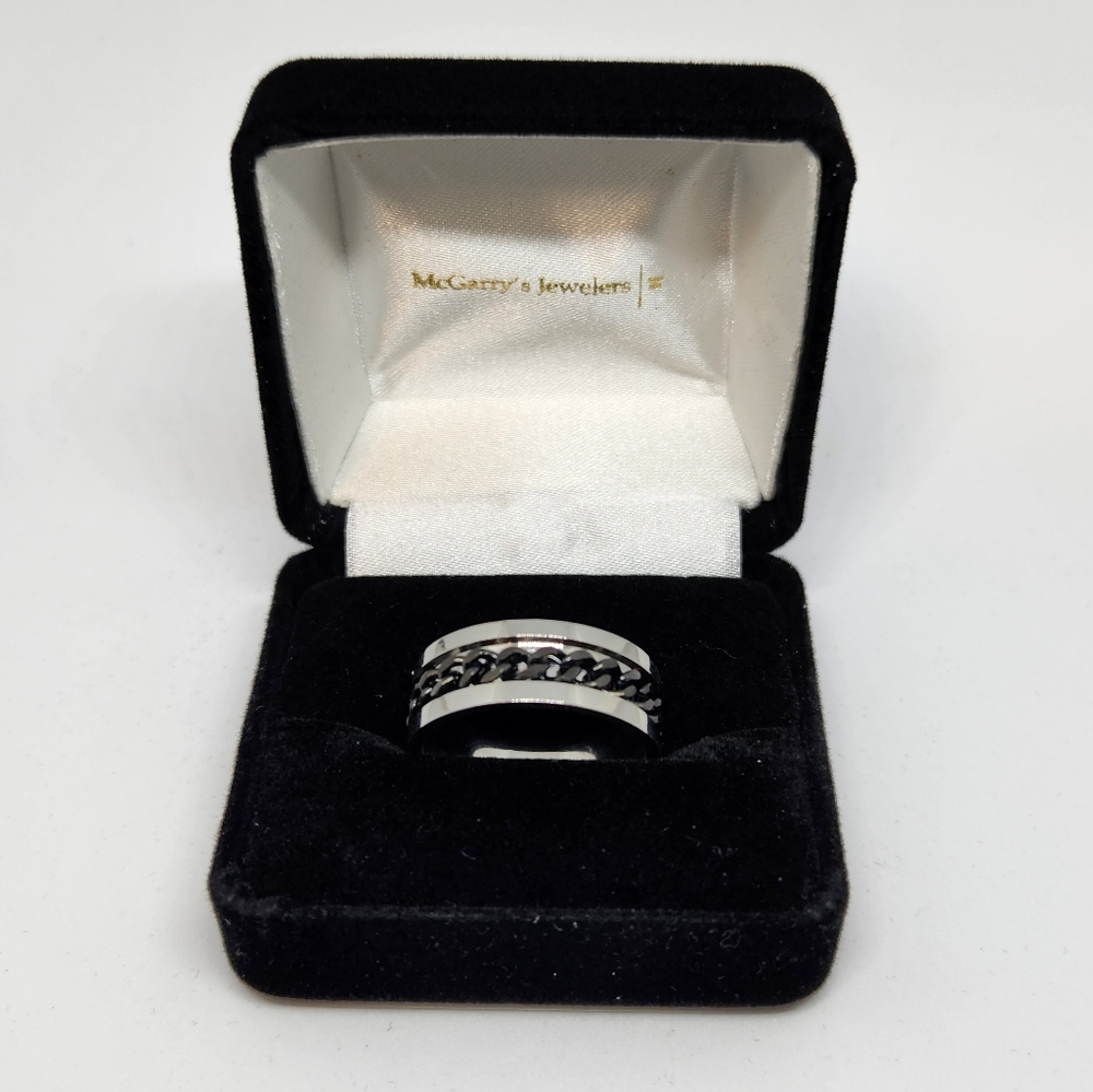 New Stylish Stainless Steel Black Chain Ring Band